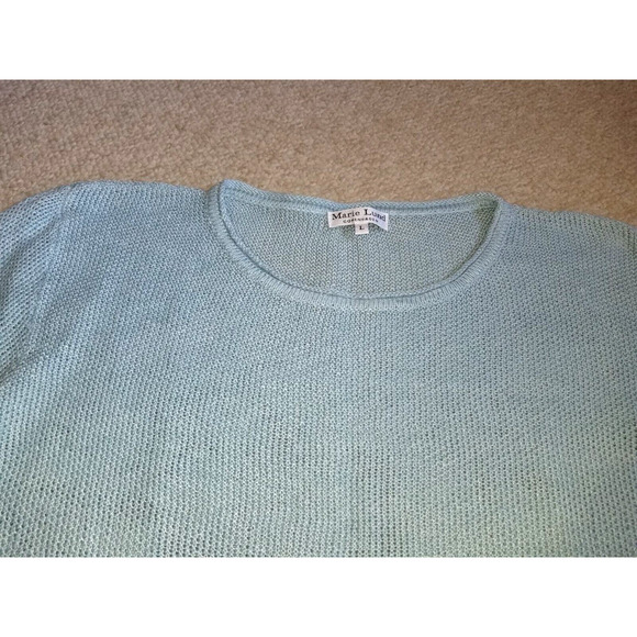 Womens Sweater-MARIE LUND COPENHAGEN-light blue 100% linen pullover tunic ls-L - Picture 2 of 4
